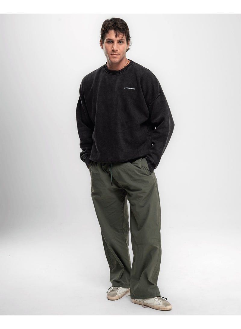 In Your Shoe Male Olive Loose Parachute Pants - Image 1
