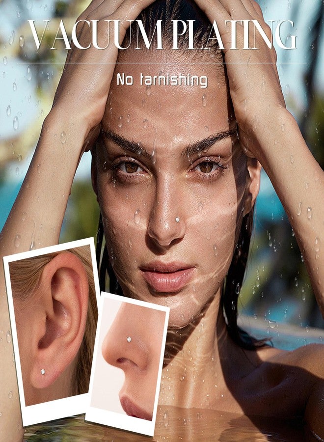 Jstyle Hypoallergenic Nose Rings 18G 20G Surgical Stainless Steel Nose Rings Studs Cubic Zirconia Nose Ring Labret Nose Piercing Jewelry for Women Men 1.5mm 2mm 2.5mm 3mm, 20G, Stainless Steel - Image 4