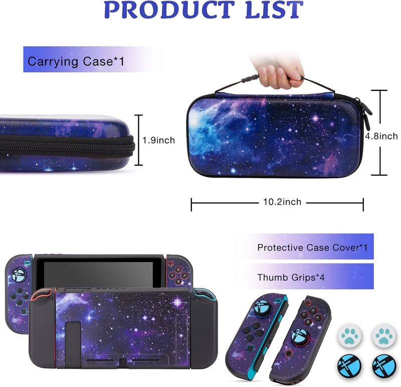 جي واي بي اس مجموعة غ��اء حقيبة حمل متوافقة مع Nintendo Switch وم��ودة بمقبض لأدوات الكونسول - حقيبة سفر محمية من النوع الصلب الفاخرة القابلة للحمل، متوافقة مع Nintendo Switch وGalaxy - Image 2