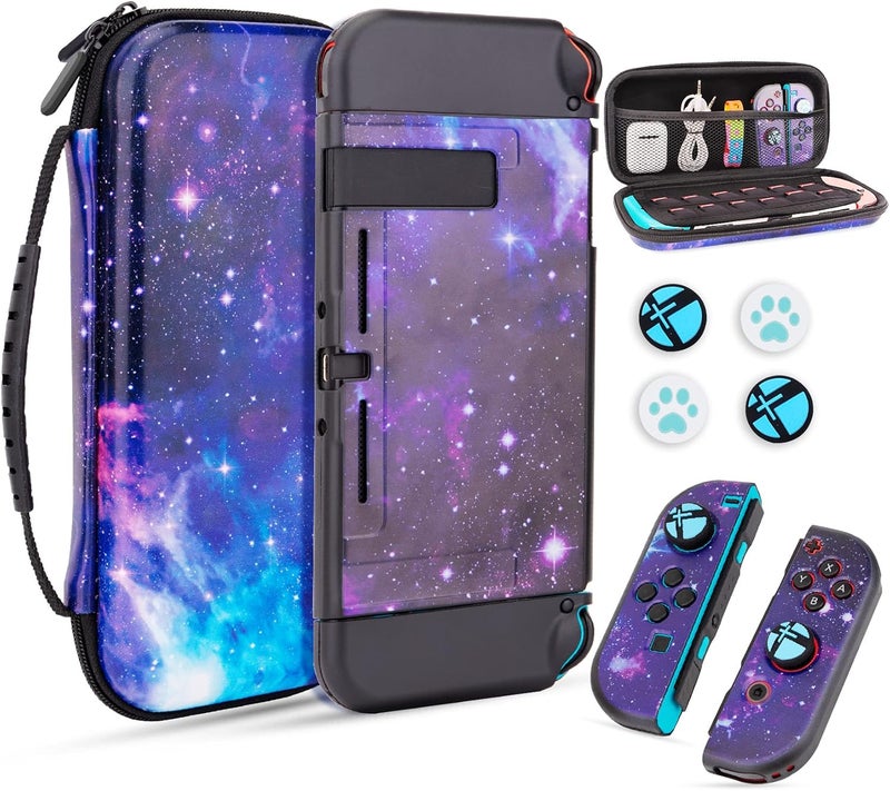 جي واي بي اس مجموعة غ��اء حقيبة حمل متوافقة مع Nintendo Switch وم��ودة بمقبض لأدوات الكونسول - حقيبة سفر محمية من النوع الصلب الفاخرة القابلة للحمل، متوافقة مع Nintendo Switch وGalaxy - Image 1
