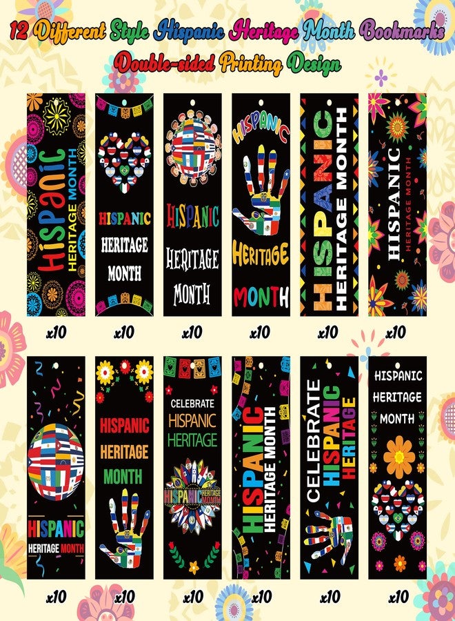 Haooryx Hispanic Heritage Bookmarks - 120Pcs Latin American Countries Flags Bookmarks Celebrate National Hispanic Heritage Month Book Marks for Student Rewards Classroom Stationery Handout Supplies - Image 2