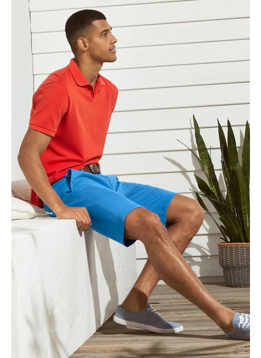 Tchibo Men Regular Fit Bermuda Shorts, Light Blue  - Image 1