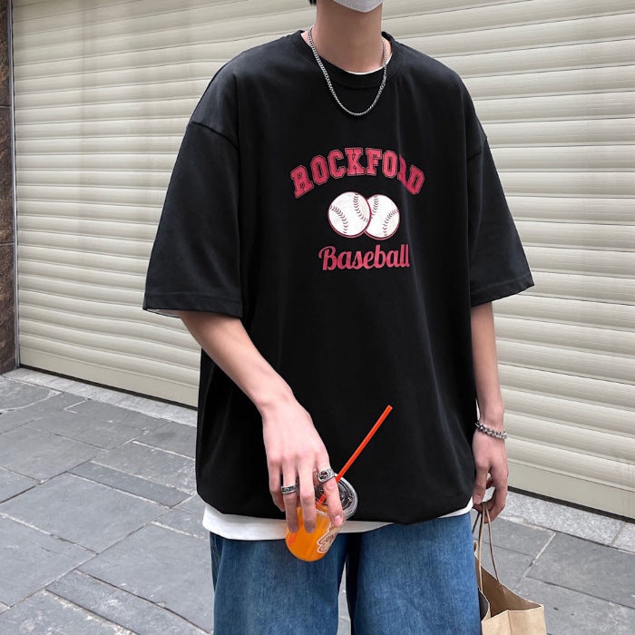Men'S Cotton Short-Sleeved T-Shirt New Fashionable Niche Ins Hong Kong-Style Loose All-Match Korean Style Half-Sleeved T-Shirt 2024 Summer - Image 1