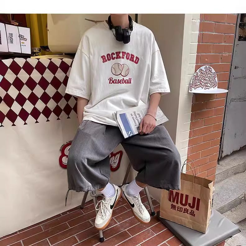 Men'S Cotton Short-Sleeved T-Shirt New Fashionable Niche Ins Hong Kong-Style Loose All-Match Korean Style Half-Sleeved T-Shirt 2024 Summer - Image 3