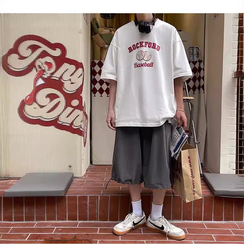 Men'S Cotton Short-Sleeved T-Shirt New Fashionable Niche Ins Hong Kong-Style Loose All-Match Korean Style Half-Sleeved T-Shirt 2024 Summer - Image 4