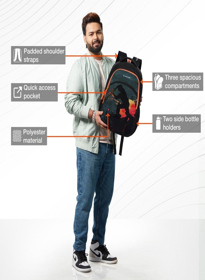 Nasher Miles Cricket Backpack for Men & Women | 3 Compartment/Casual/College Bag | Black, 45L - Image 3