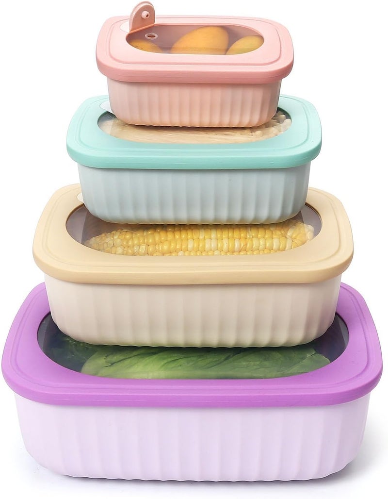 LOOKMINT 4 Pieces Food Storage Containers with Lids Plastic BPA-free Mixing Bowl with Lids Prep & Serve Bowl Set Nesting Storage Food Container Dishwasher Freezer Microwave Safe - Image 1