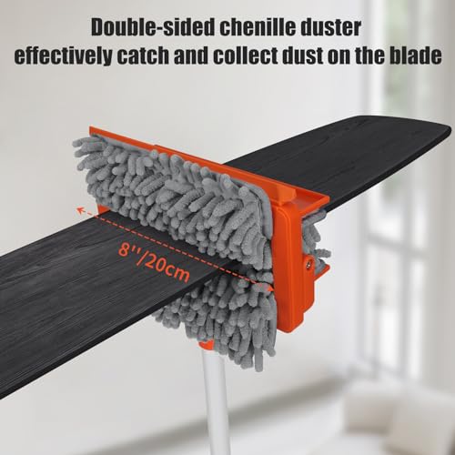 Qaestfy Ceiling Fan Cleaner Duster with 62.5‘’ Extendable Long Handle Ceiling Fan Blade Cleaning Tool, Reusable Chenille & Microfiber Mop Head for Dusting Ceiling Fan Baseboard Wall Floor - Image 3