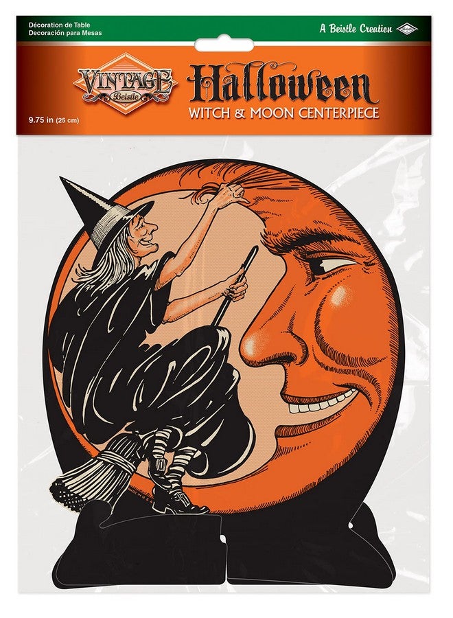 بيستل قطعة مركزية على شكل ساحرة وقمر من Beistle، مقاس 9-3/4 بوصة، لون أسود/برتقالي - Image 2