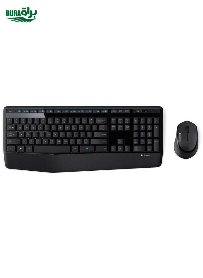 BURAQ Logitech MK345 Wireless Full-size Keyboard + 2.4GHz 1000DPI Wireless Optical Mouse Set with Nano Receiver(Black)  - Image 1