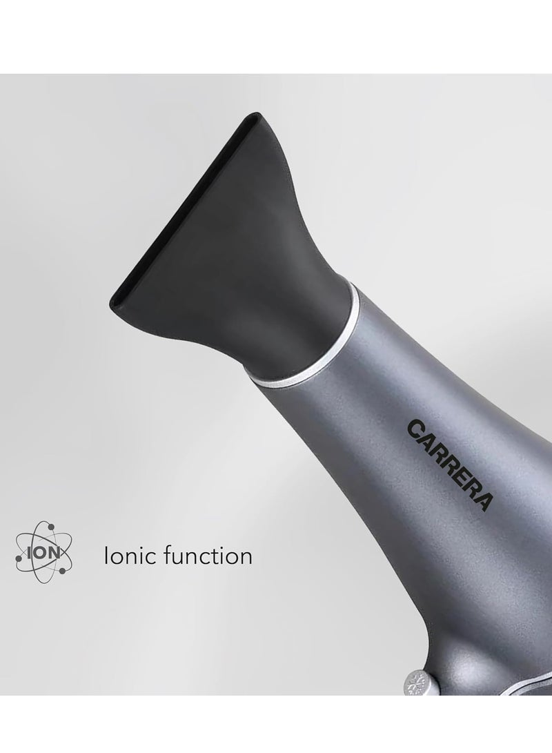 CARRERA AC Hair Dryer No 539-2200W Boost Power, Ionic Function, Ceramic-Coated Grille, Professional Styling Nozzle