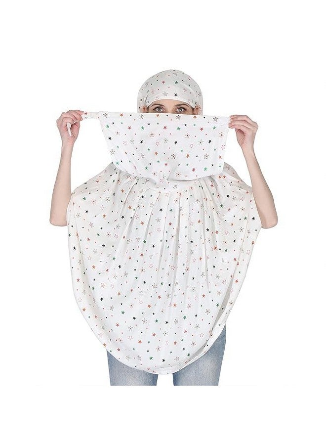 Vrunshi ladies sunshine protection cotton scarf, uv mask head sunshine protection for women, white hijab for girls, two wheeler scarf har for women - Image 5