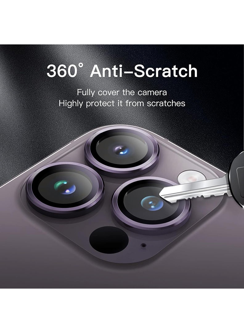 Theodor Pack of 2 Camera Lens Protectors for 15 Pro Max/15 Pro/14 Pro Max/14 Pro, Armorite Individual Lens Protectors, Scratch-Resistant Ultra-thin Tempered Glass with Aluminum Edging, (Purple) - Image 4