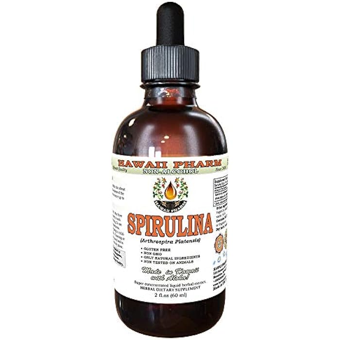 Hawaii Pharm Spirulina Alcohol-Free Liquid Extract, Professional Grade, Small Batch Crafted Spirulina (Arthrospira platensis) Dried Algae Glycerite Natural Herbal Supplement, 2 fl.oz - Image 1