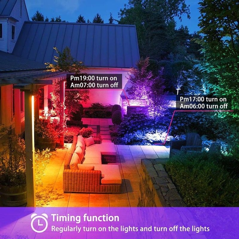 MELPO Led Flood Light Outdoor, 50W RGB Color Changing Landscape Lighting with Remote, Timing - 12 Colors - 4 Modes, IP66 Waterproof, US 3-Plug, (Pack of 4) - Image 4