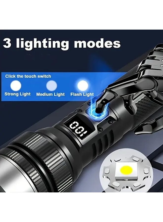 White Light Super Bright LED Tactical Flashlight USB Rechargeable For Camping Hiking Emergency - Image 3