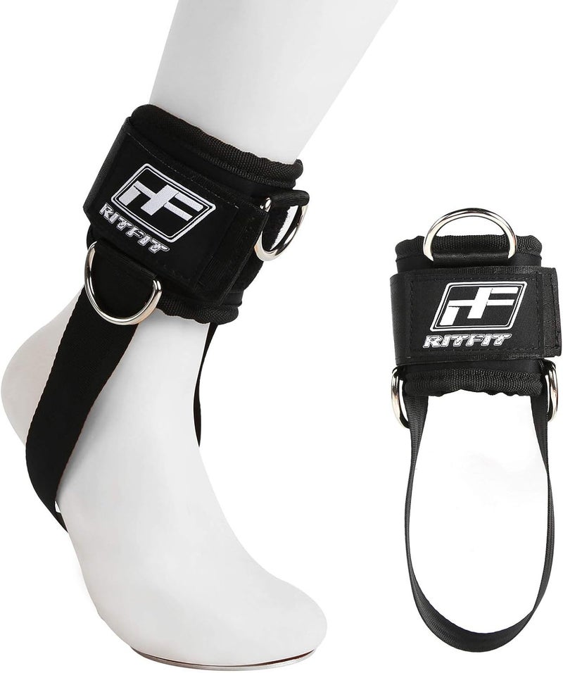 RitFit Kickback Ankle Straps Padded Ankle Strap for Cable Machine,Strong Hook and Loop,Reinforced 3 D-Ring, Adjustable Comfort fit Neoprene - Premium Ankle Cuffs to Enhance Abs, Glute & Leg Workouts - Image 1