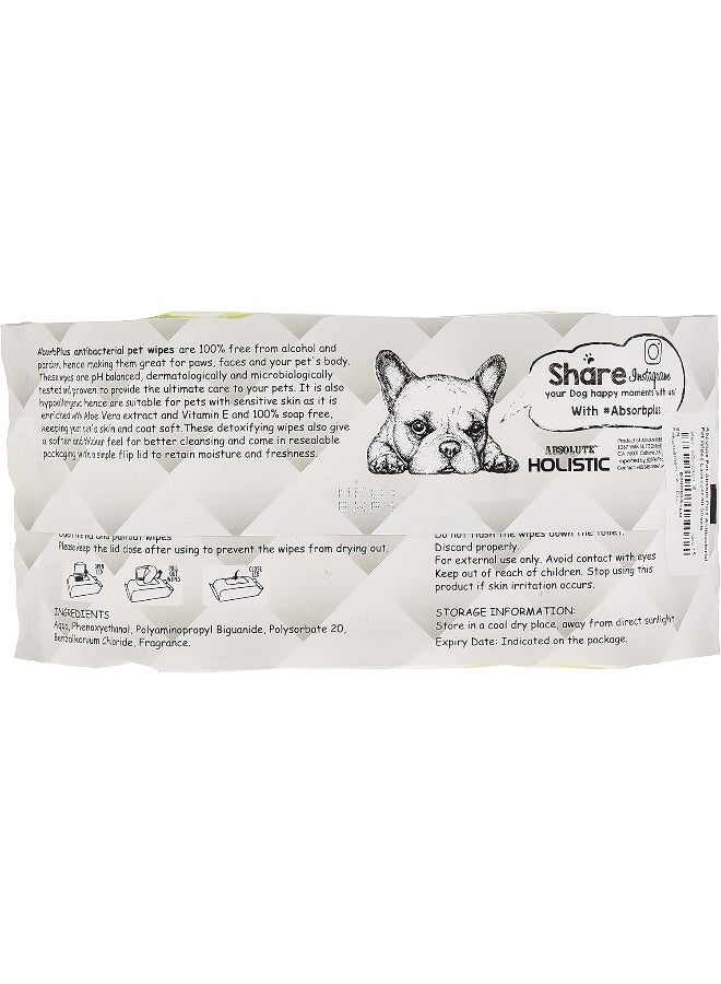 Absolute Holistic Pet Absorb Plus Antibacterial Pet Wipes Lavender 80 Sheets - Image 2