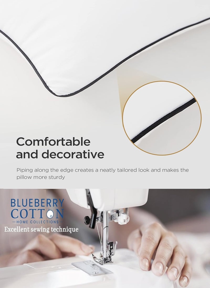 Black Line Classic Single Piping Pillow Cotton White 50x70cm Made in Uae