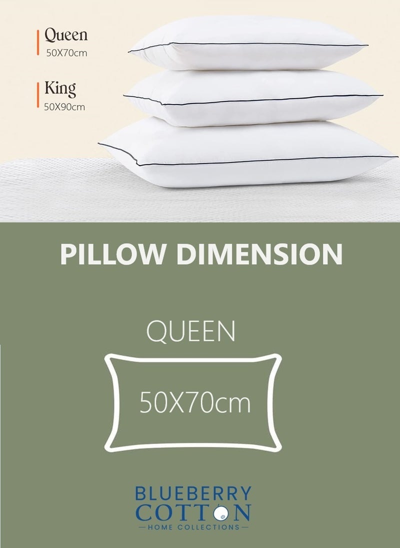 Black Line Classic Single Piping Pillow Cotton White 50x70cm Made in Uae