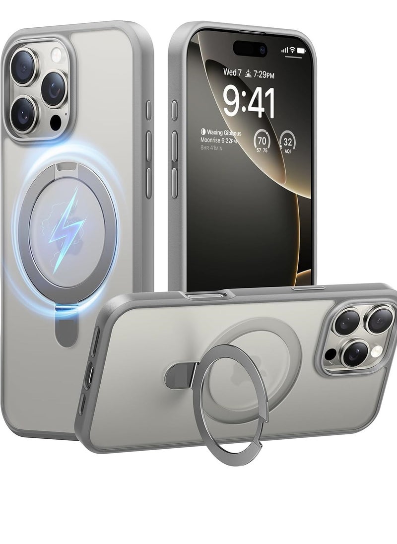 YoYoTech Magnetic Kickstand for iPhone 16 Pro Case [Top Grade Drop Tested] [Compatible with MagSafe] Translucent Slim Soft Edge iPhone 16 Pro Kickstand Case – Natural Titanium  - Image 1