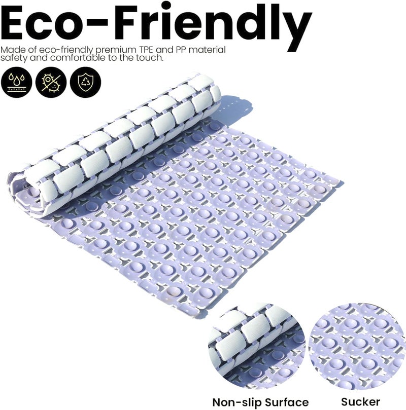 Home-Cloud Shower Mat |Elevate Your Bathing Experience TPE Anti-Slip Spa Shower Mat with Suction Cups for Unrivaled Safety and Comfort | L70xW40cm (L.Blue_Shade) - Image 3