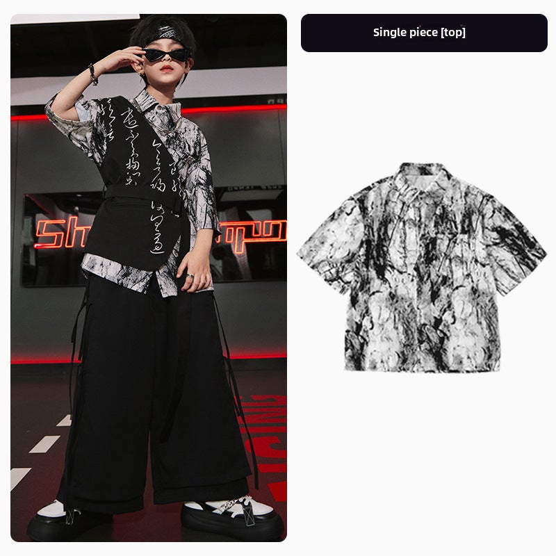 Kids Street Dance Costumes HipHop Jazz Outfits Ink Shirt