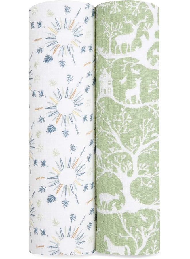 aden + anais Essentials Swaddle Blanket, Muslin Blankets for Girls & Boys, Baby Receiving Swaddles, Newborn Gifts, Infant Shower Items, 2 Pack, Harmony - Image 1