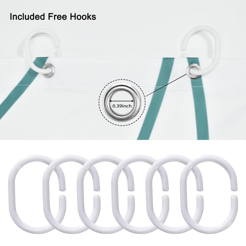 Punkray Seaweed Green Striped Fabric Shower Curtain for Bathroom with 12 Hooks  Shower Curtains for Bathroom  Waterproof Bath Accessories Hotel Style - Machine Washable 72 X 72 - Image 4