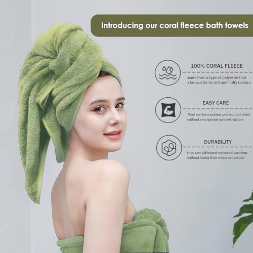 MAXOSHINE Microfiber Towels for Bath Large Size-Super Soft Coral Fleece Bathing Towel with Hook Quick Dry Super Absorbent-Bath Towel for Men and Women-70x140 cm, 350 GSM, Pack of 2 - Image 2