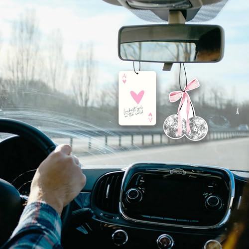 Joytezz 5pcs Conquette Girly Car Air Freshener Cute Pink Bow Cherry Automotive Accessories Car Interior Hanging Scents Decor for Women Teen Girls - Image 4