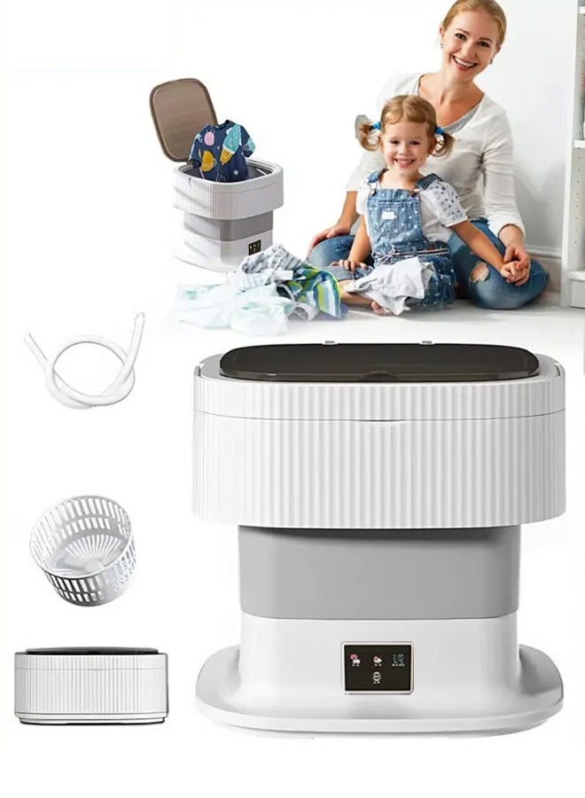 APEX Mini Folding Washing Machine, 10L Portable Washing Machine with Drain Basket, for Apartment, Travel, Underwear, Personal, Kids - Image 2