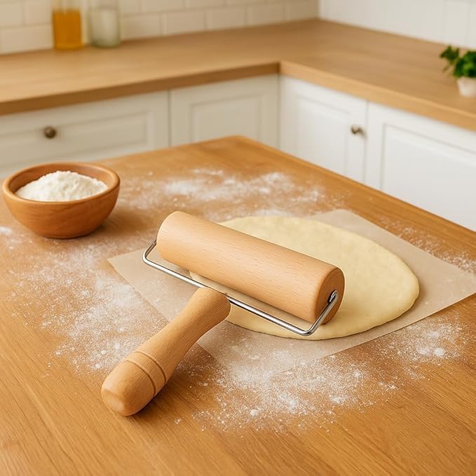 Fitto 10cm Wooden Rolling Pin - Premium Quality Baking Tool for Pastry, Dough, and Pizza - Durable, Easy to Clean, Perfect for Kids and Adults, Non-Stick Surface, Kitchen Essential - Image 3