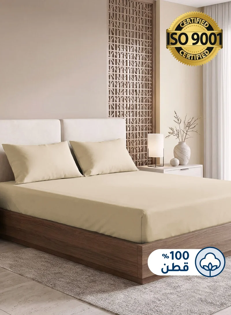 Master Home Textile Cotton Fitted Sheet Set, 100% Cotton, 200 TC, 3 Pieces Queen Size with 35 cm Deep Pocket