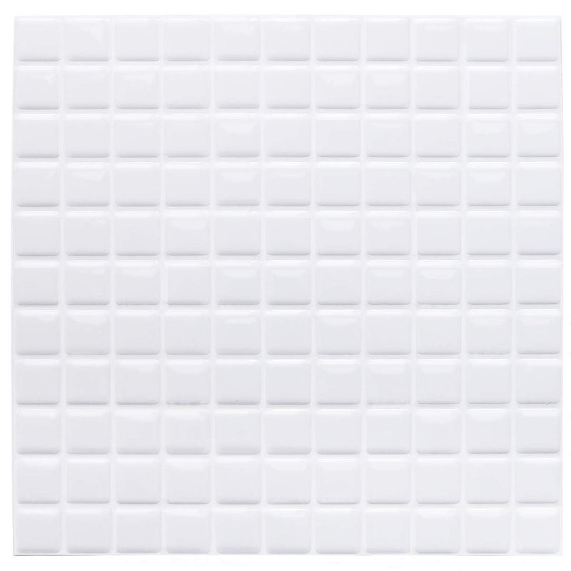 Yoillione 3D Mosaic Tile Stickers for Bathroom and Kitchen  White Backsplash Wallpaper Self Adhesive Vinyl Peel and Stick Wall Decals 4 Sheets