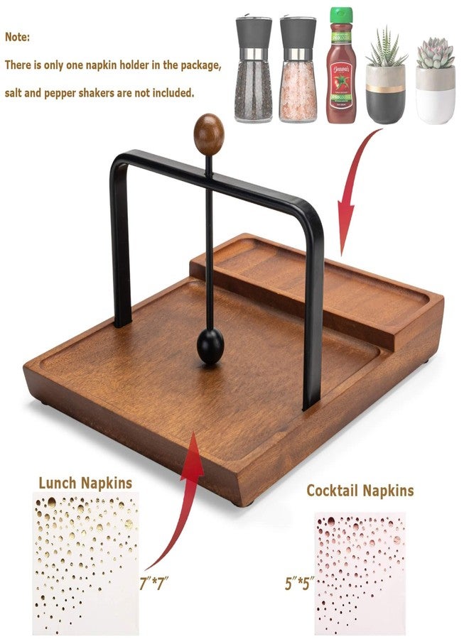 ALLCENER Black Wooden Napkin Holder, Multifunctional Farmhouse Napkin Holder for Table, Kitchen, Outdoor Use, Includes Space for Salt and Pepper Shakers (Seasoning Jar Not Included) - Image 2