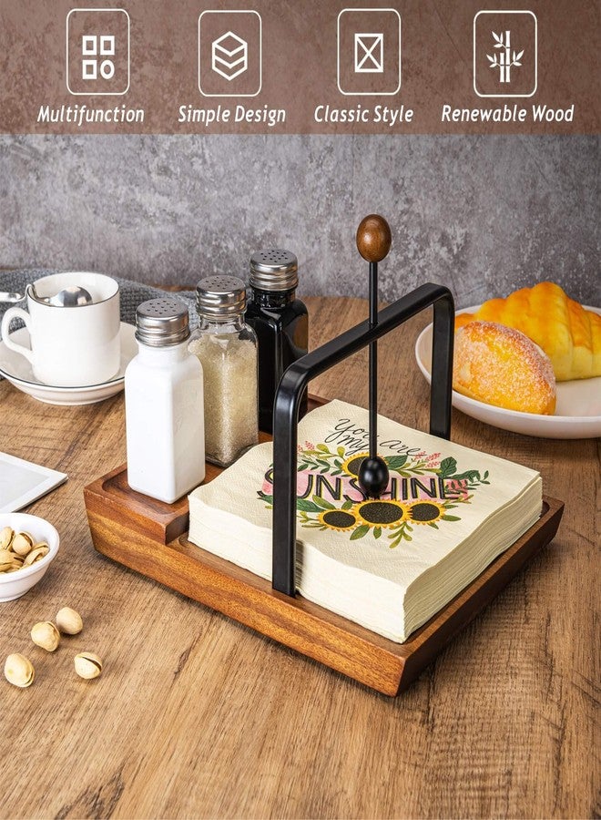 ALLCENER Black Wooden Napkin Holder, Multifunctional Farmhouse Napkin Holder for Table, Kitchen, Outdoor Use, Includes Space for Salt and Pepper Shakers (Seasoning Jar Not Included) - Image 3