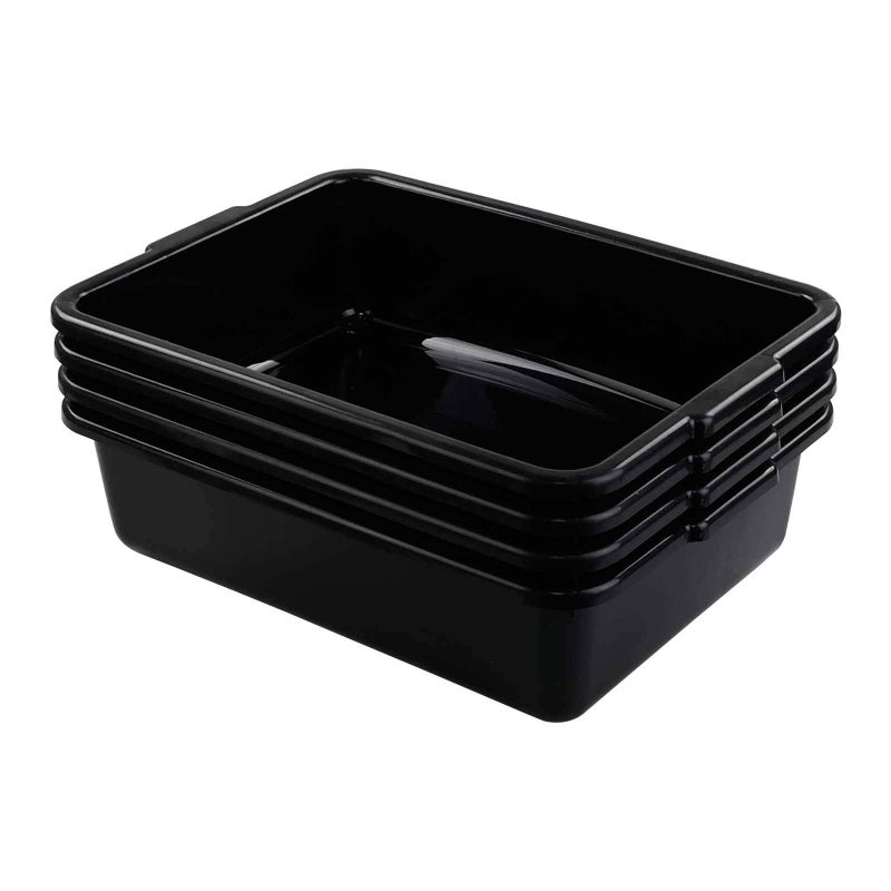 Callyne 4Pack 8 L Black Small Plastic Kitchen Bus Tubs Commercial Bus Box