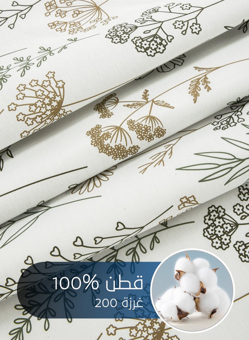 Master Home Textile Cotton Floral Comforter Sets, Fits 120 x 200 cm Single Size Bed, 5 Pcs, 100% Cotton 200 Thread Count, With Removable Filling, Veronica Series - Image 3