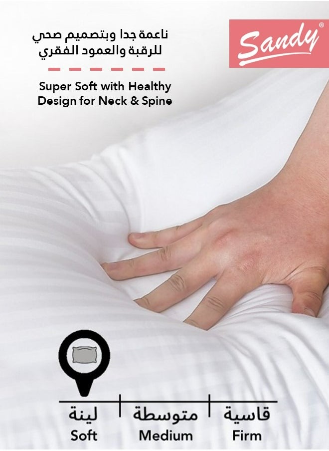 Sandy SANDY Premium Microfiber Sleeping Bed Pillow 2 Piece, Unique Double-Piping Design, Super Soft Hotel Quality Down Alternative Filling 1200 gm, Queen Size 50 X 75 cm  - Image 3