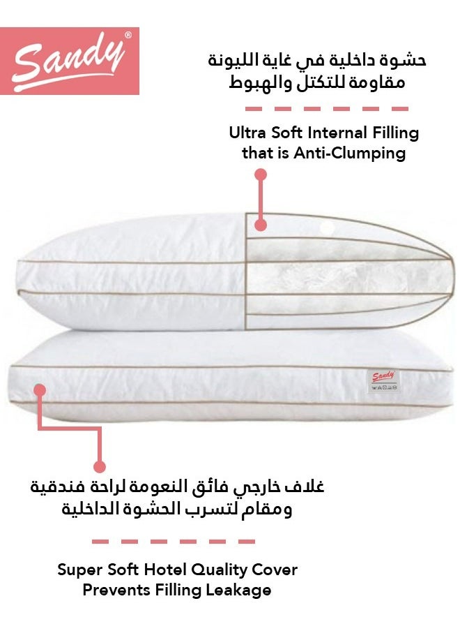 Sandy SANDY Premium Microfiber Sleeping Bed Pillow 2 Piece, Unique Double-Piping Design, Super Soft Hotel Quality Down Alternative Filling 1200 gm, Queen Size 50 X 75 cm  - Image 4