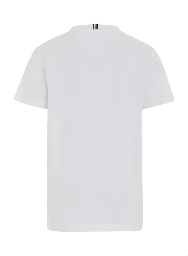 TOMMY HILFIGER Boys' Hilfiger Monotype T-Shirt -  Pure cotton, White