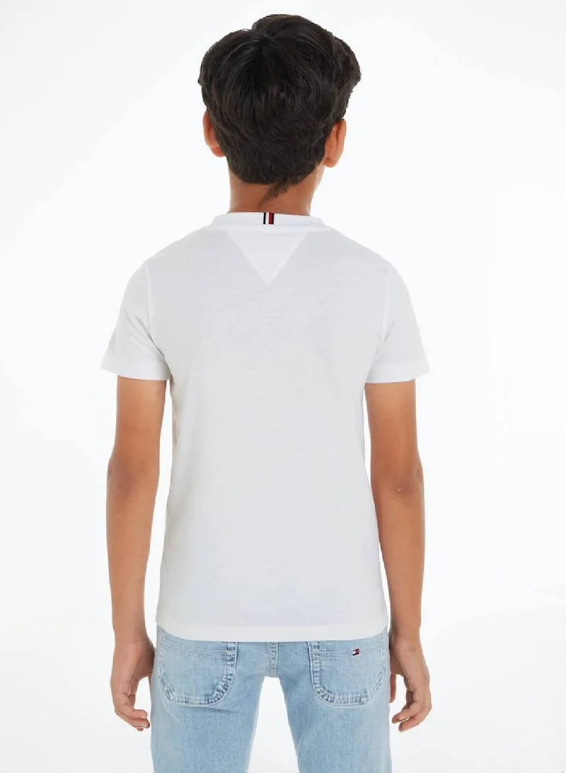 TOMMY HILFIGER Boys' Hilfiger Monotype T-Shirt -  Pure cotton, White