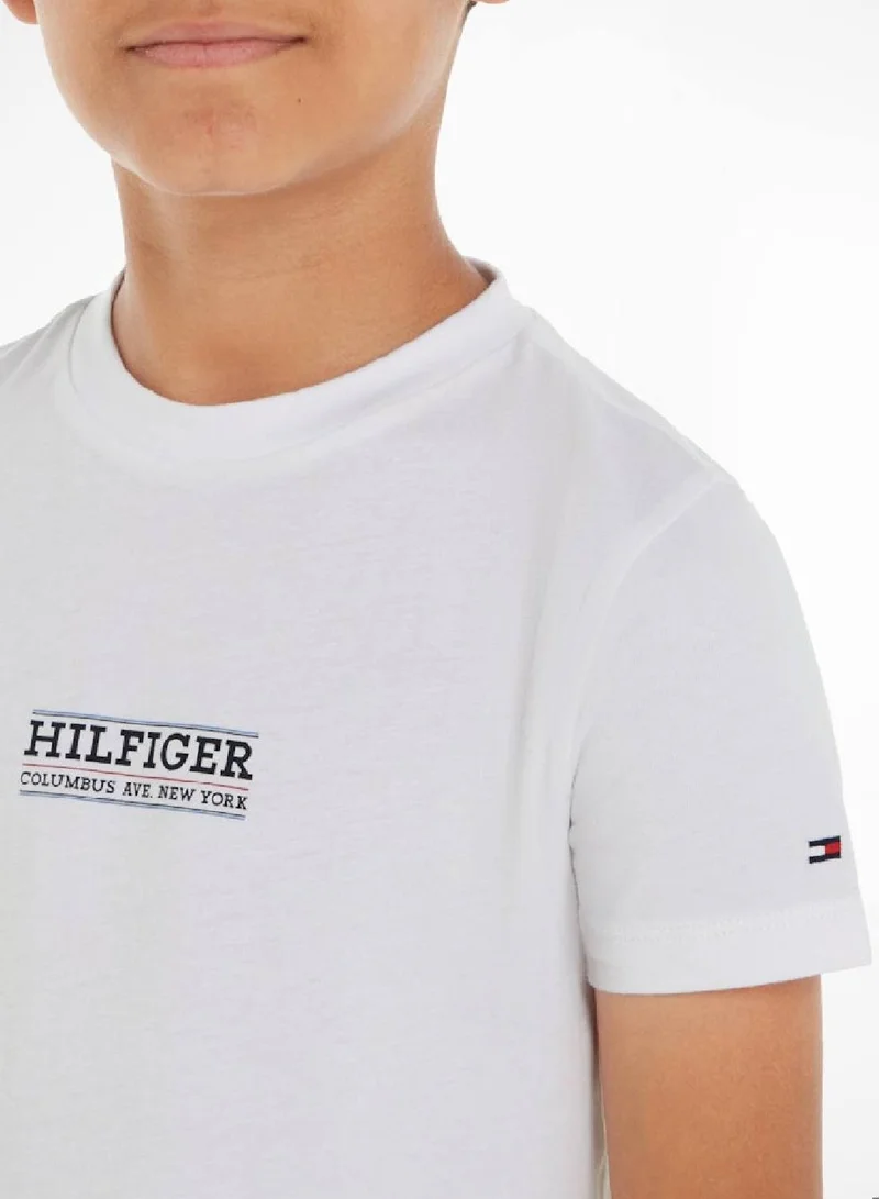 TOMMY HILFIGER Boys' Hilfiger Monotype T-Shirt -  Pure cotton, White