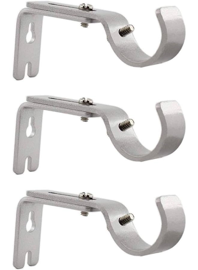 erorex 3 Pack Curtain Rod Brackets, General Adjustable Heavy Duty Drapery Rod Holders, Hardware Window Curtain Rod Support Hanger for 1 Inch Rod with Installation Screws, Durable and Anti-rust (Silver)  - Image 1