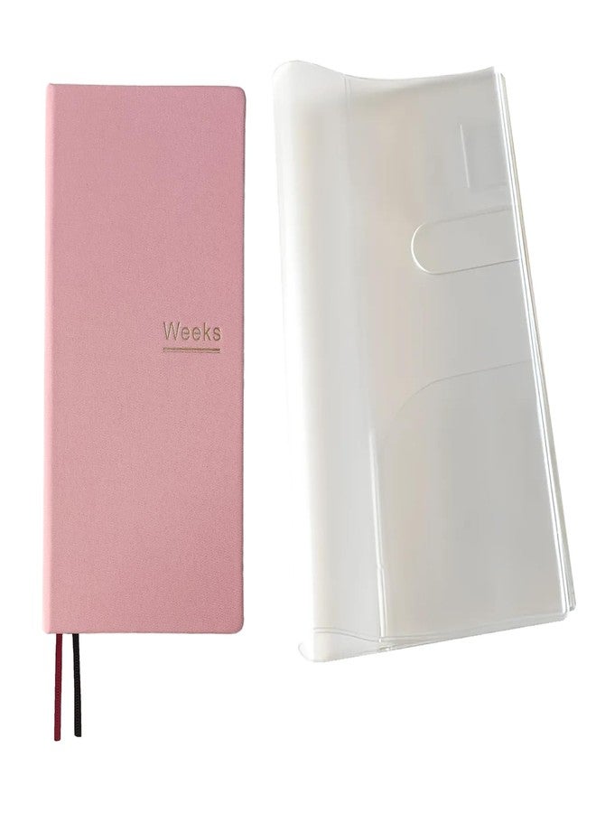 receip Undated Weekly Planner Notebook Pocket Organizer Appointment Book Journal Notebook A6 Week Plan Notepad (Pink with cover) - Image 1
