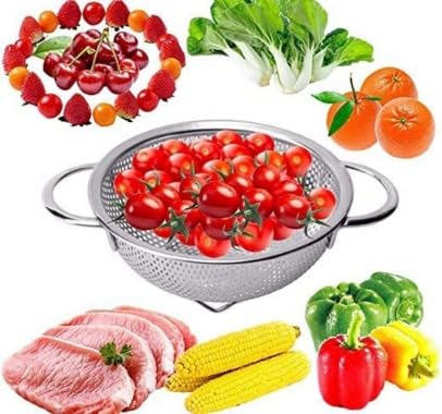 Vensikal Stainless Steel Colander Strainer and Drainer with Handles for Rice Fruits Vegetables and Noodles Suitable for Storing and Straining Food in Kitchen Bowls1 pc SilverColor - Image 3