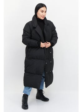 Women Quilted Parka Jacket, Black