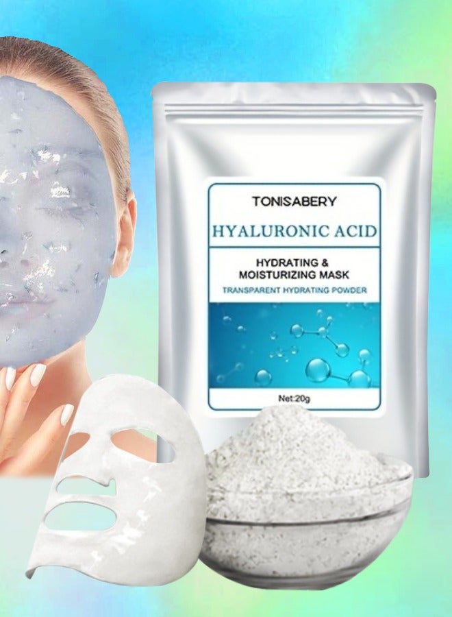 TONISABERY مسحوق قناع الوجه بحمض الهيالورونيك، مسحوق قناع الوجه بحمض الهيالورونيك لترطيب البشرة وترطيبها، والتحكم في الزيت البارد، وشد المسام وإصلاح الاحمرار والحكة الجافة، 20 جم - Image 1