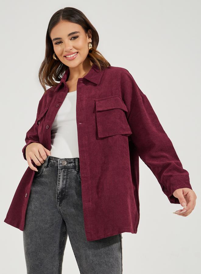 Styli Oversized Longline Corduroy Shacket - Image 2